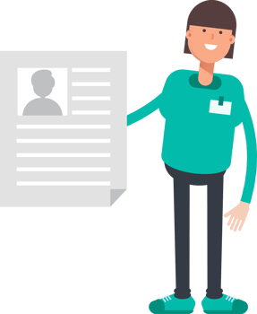 Woman Staff Character Holding Job Application Document png