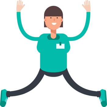 Cute Woman Staff Character Relaxing and Jumping Illustration png