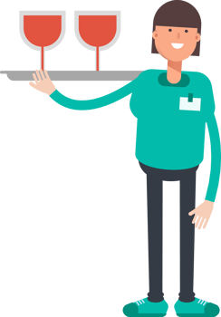 Woman Staff Character Serving Wine Illustration png