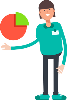 Woman Staff Character Holding Pie Chart png