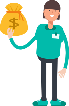 Woman Staff Character Holding Dollar Sack png