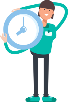 Woman Staff Character Holding Blue Clock png