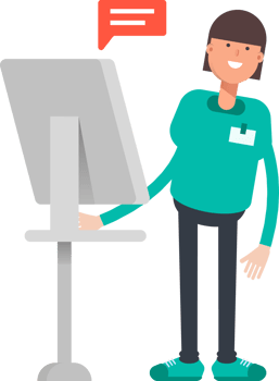Woman Staff Character Working on Computer png