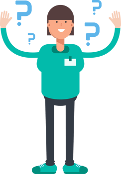 Woman Staff Character and Question Marks png