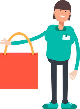 Woman Staff Character Holding Shopping Bag png