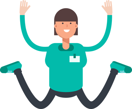 Woman Staff Character Jumping png