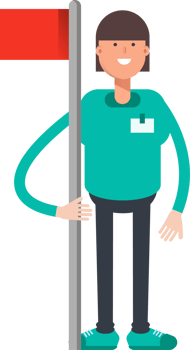 Woman Staff Character Holding Flag Pole png