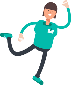 Woman Staff Character Jumping and Flying png