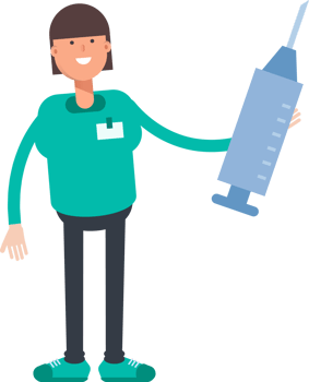 Woman Staff Character Holding Medical Syringe Illustration png