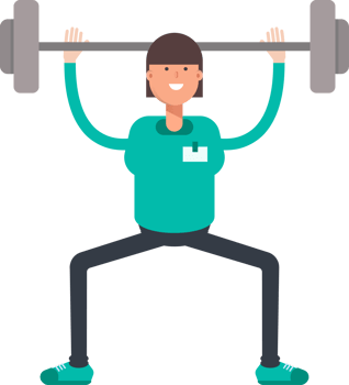 Woman Staff Character Lifting Barbell png
