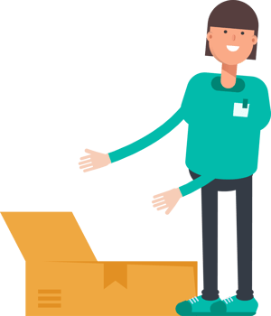 Woman Staff Character Opening Box png