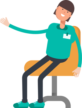 Woman Staff Character Sitting on Office Chair png