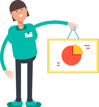 Woman Staff Character Holding Pie Chart Signage png