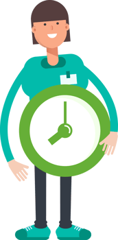 Woman Staff Character Holding Clock png