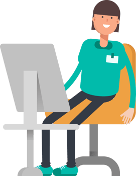 Woman Staff Character Working on Desktop png