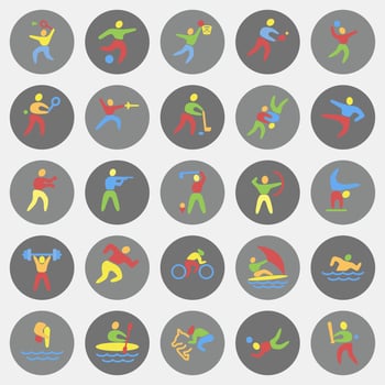 Icon set of olympic sports. Olympics Sports elements. Icon in color mate style. vector