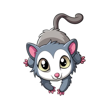 Cute Baby Possum Hanging Upside Down with Glee vector