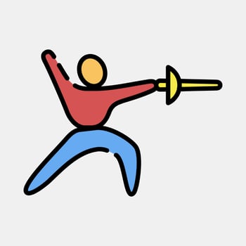 Icon fencing. Olympics Sports elements. Icon in filled line style. vector