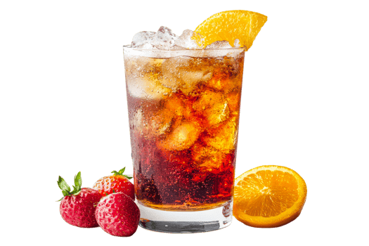 Refreshing drink served with strawberries and orange slice png