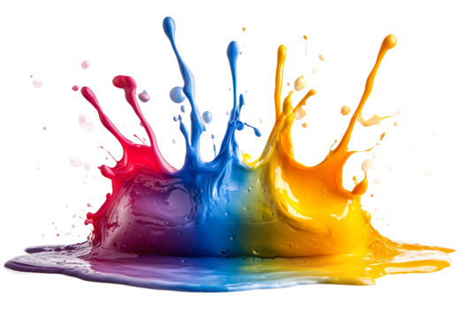 Colorful splash of paint on transparent background png