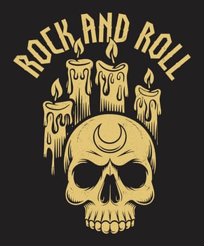 Rock and Roll Skull Candle Graphic vector
