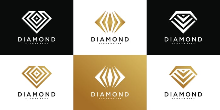 Set of luxury diamond logo design. Premium vector