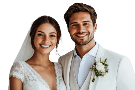 Happy couple celebrating their wedding day together png
