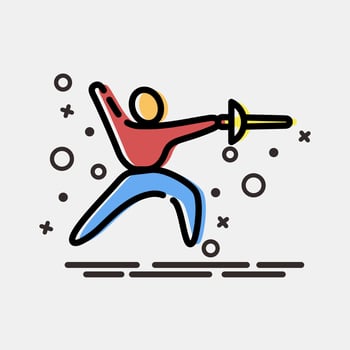 Icon fencing. Olympics Sports elements. Icon in MBE style. vector