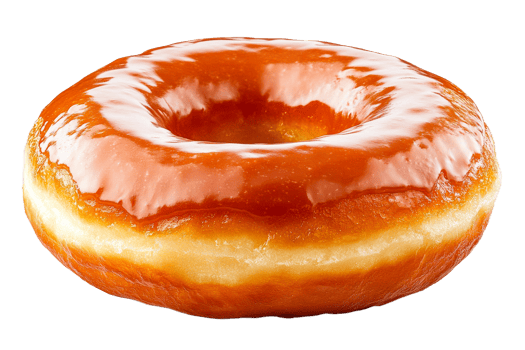 Glazed donut with shiny surface on transparent background png