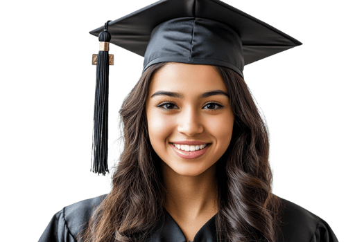 Happy graduate celebrating achievement with a smile png