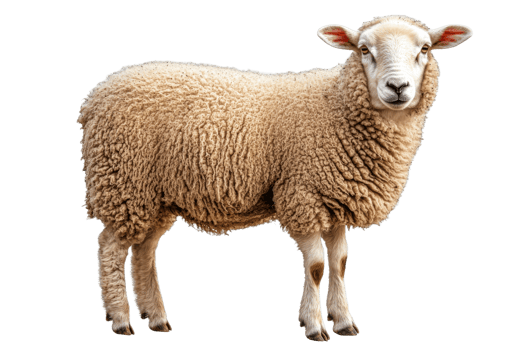 Wooly sheep standing on a transparent background png