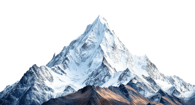 Majestic mountain peak covered in snow with clear sky png