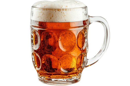 Craft beer served in a frosty glass mug with foam png