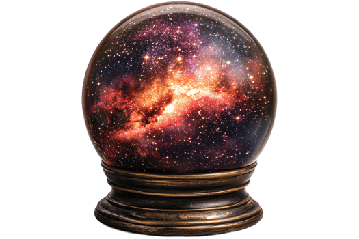 Colorful cosmic galaxy inside a crystal globe display png