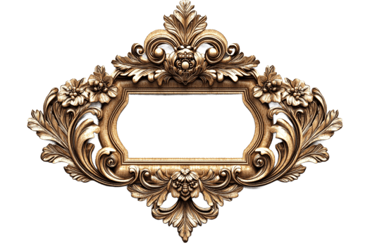 Ornate vintage frame with intricate floral design png