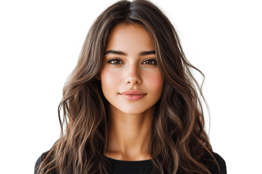 Young woman with long hair on transparent bg png