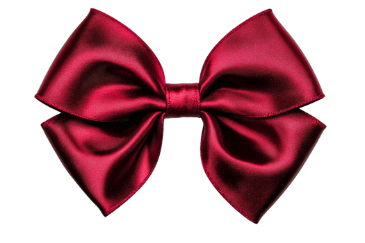 Elegant red satin bow with transparent background png