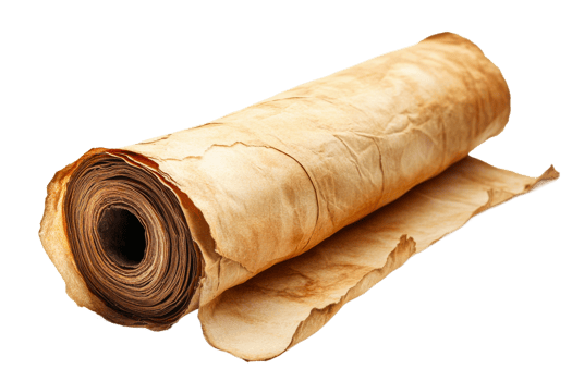 Ancient parchment scroll on a transparent background png