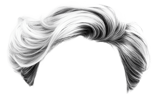 Stylish hair design showcasing sleek white and black tones png