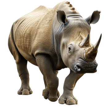 Rhinoceros walking on a transparent background png