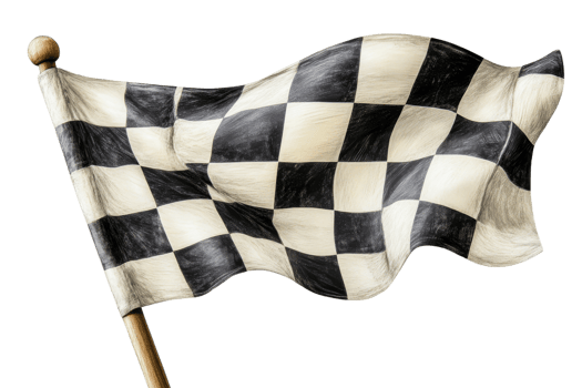 Black and white checkered flag waving at a race png