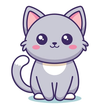 a cute gray cat with pink eyes vector