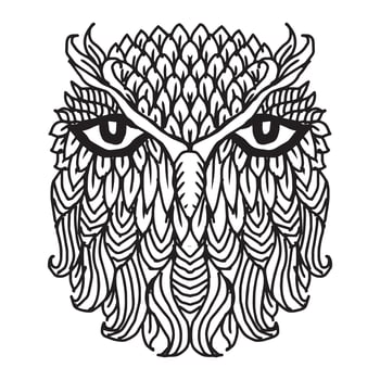 Owl head elephant mandala. vector