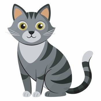 a cartoon gray cat with yellow eyes vector
