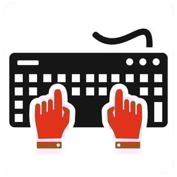 Typing icon concept in red vector