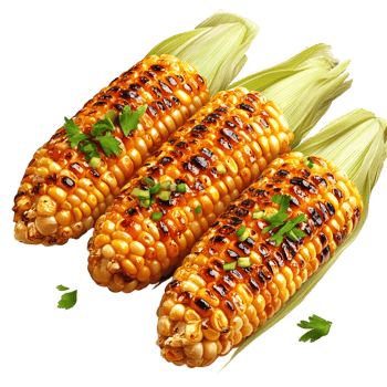 Grilled corn on the cob herbs melted butter png