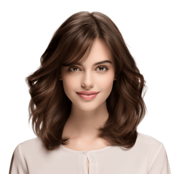 Beautiful young woman shoulder length rk brown hair a warm gentle smile png