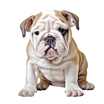Cute bulldog puppy sitting a wrinkled face big expressive eyes looking forward png