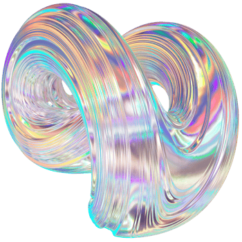 3D Metallic chrome swirl shape, iridescent abstract twist form png