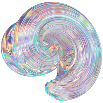 3D Metallic chrome swirl shape, iridescent abstract holographic form png